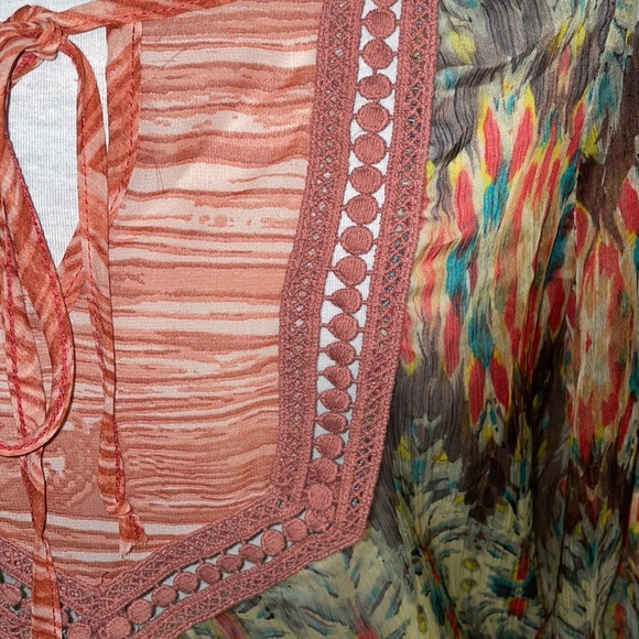 Gibson Chiffon Sheer Lightweight Bell Sleeve Boho Tunic Blouse Medium - Picture 2 of 9